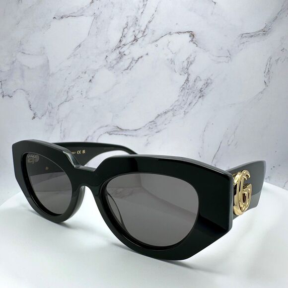 New Gucci Sunglasses Black Cat Eye Gold GG Logo Womens main image 13